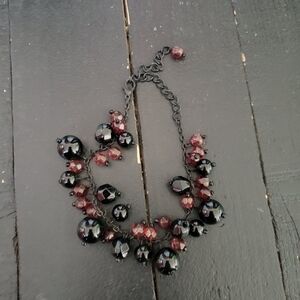 Black and Red Beaded Dangle Bracelet Statement Jewelry Women's